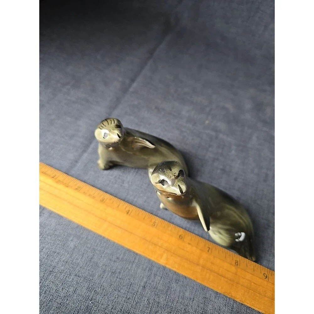 Vintage Lipper and Mann Seals Porcelain Salt and Pepper Shakers Nautical Mermaid